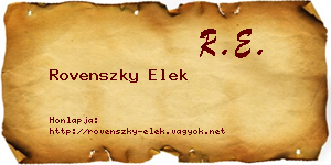 Rovenszky Elek névjegykártya